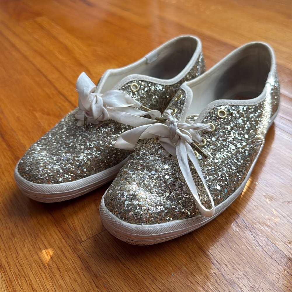 EUC Keds X Kate Spade New York Champion Glitter Sneakers Gold Col…
